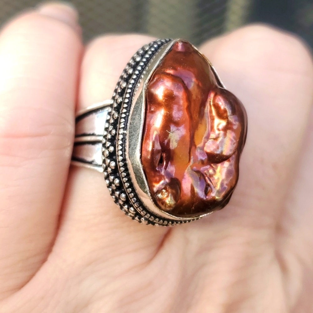New Biwa Pearl 925 Silver Ring.